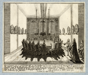 39530 Afbeelding van een vergadering tijdens de onderhandelingen over de Vrede van Utrecht in een van de vertrekken van ...